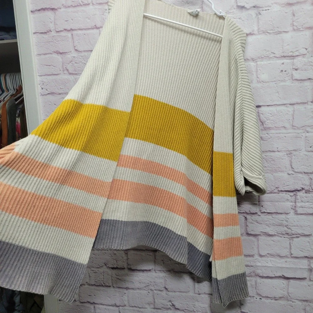 By Together Knit Striped Dolman Cardigan Sweater Womens S/M Casual Travel Kimono